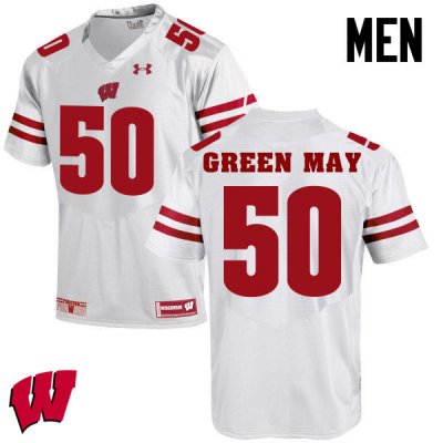Men's Wisconsin Badgers NCAA #50 Izayah Green-May White Authentic Under Armour Stitched College Football Jersey IC31O16SO